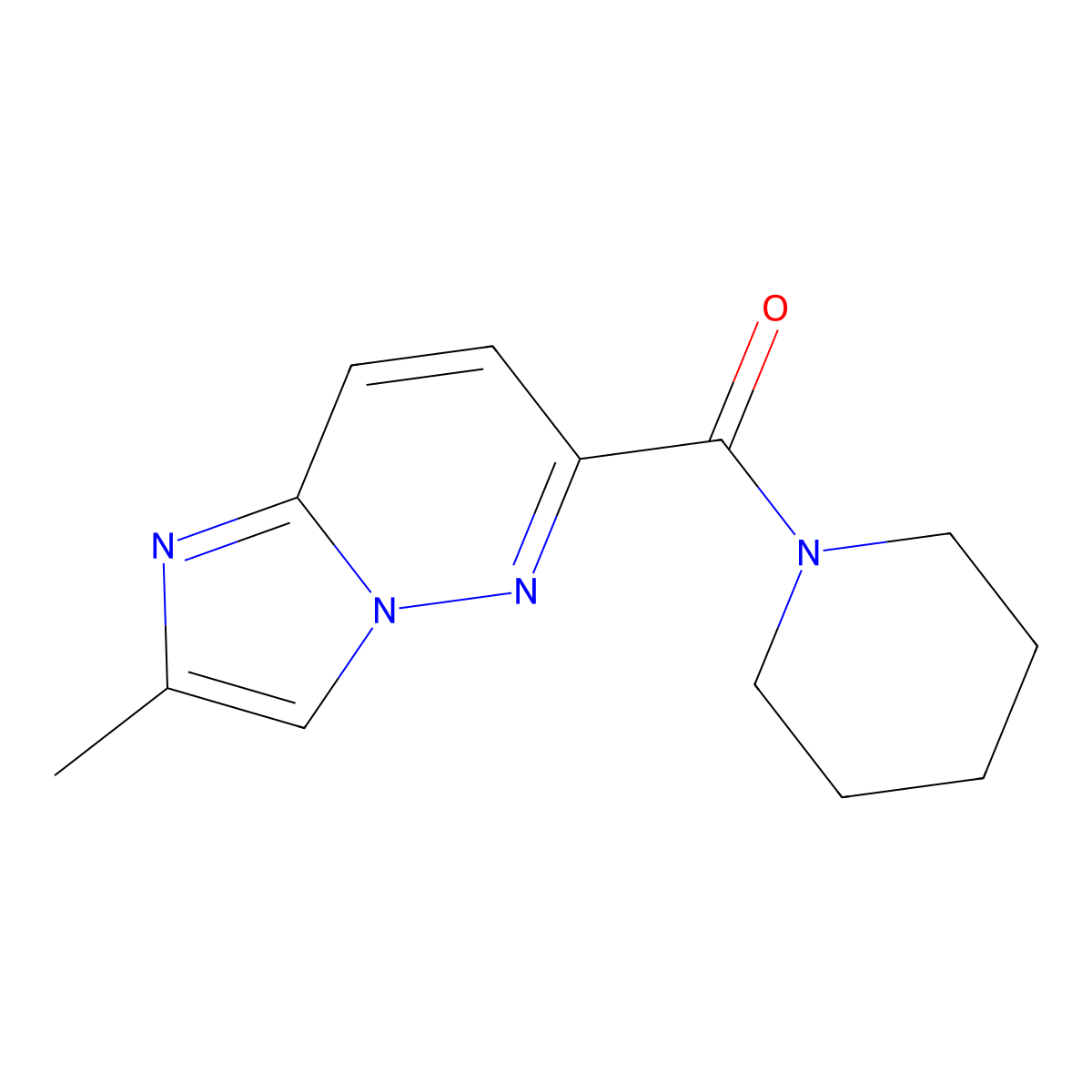 1-{2-Methylimidazo[1,2-b]pyridazine-6-carbonyl}piperidine molecular structure, CAS 2640946-68-3