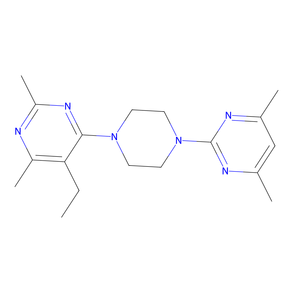 4-[4-(4,6-Dimethylpyrimidin-2-yl)piperazin-1-yl]-5-ethyl-2,6-dimethylpyrimidine molecular structure, CAS 2640946-69-4