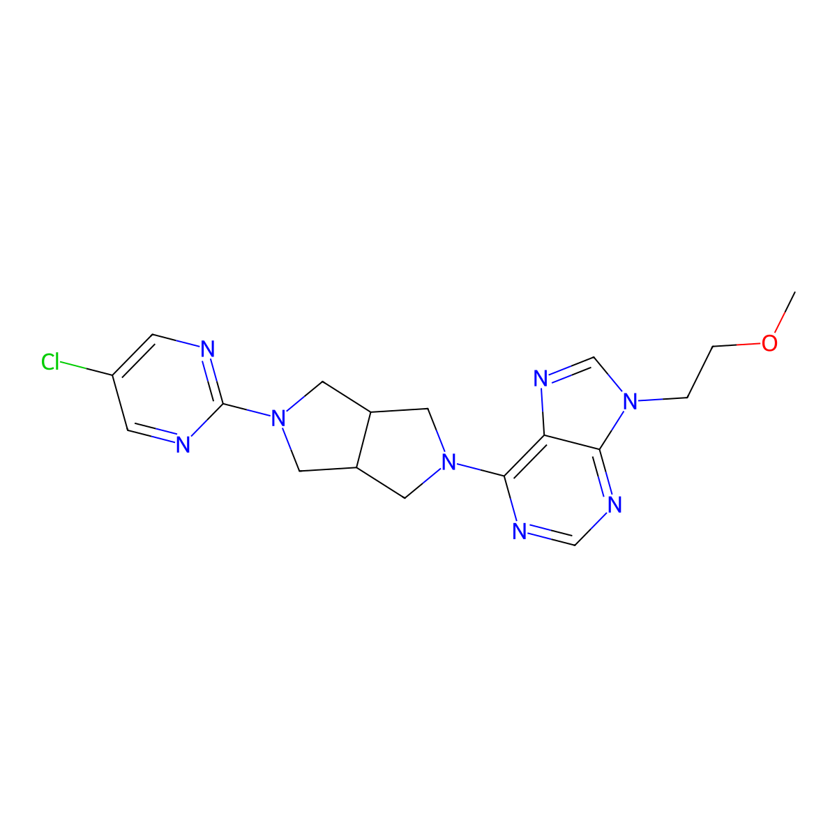 6-[5-(5-chloropyrimidin-2-yl)-octahydropyrrolo[3,4-c]pyrrol-2-yl]-9-(2-methoxyethyl)-9H-purine molecular structure, CAS 2640946-75-2