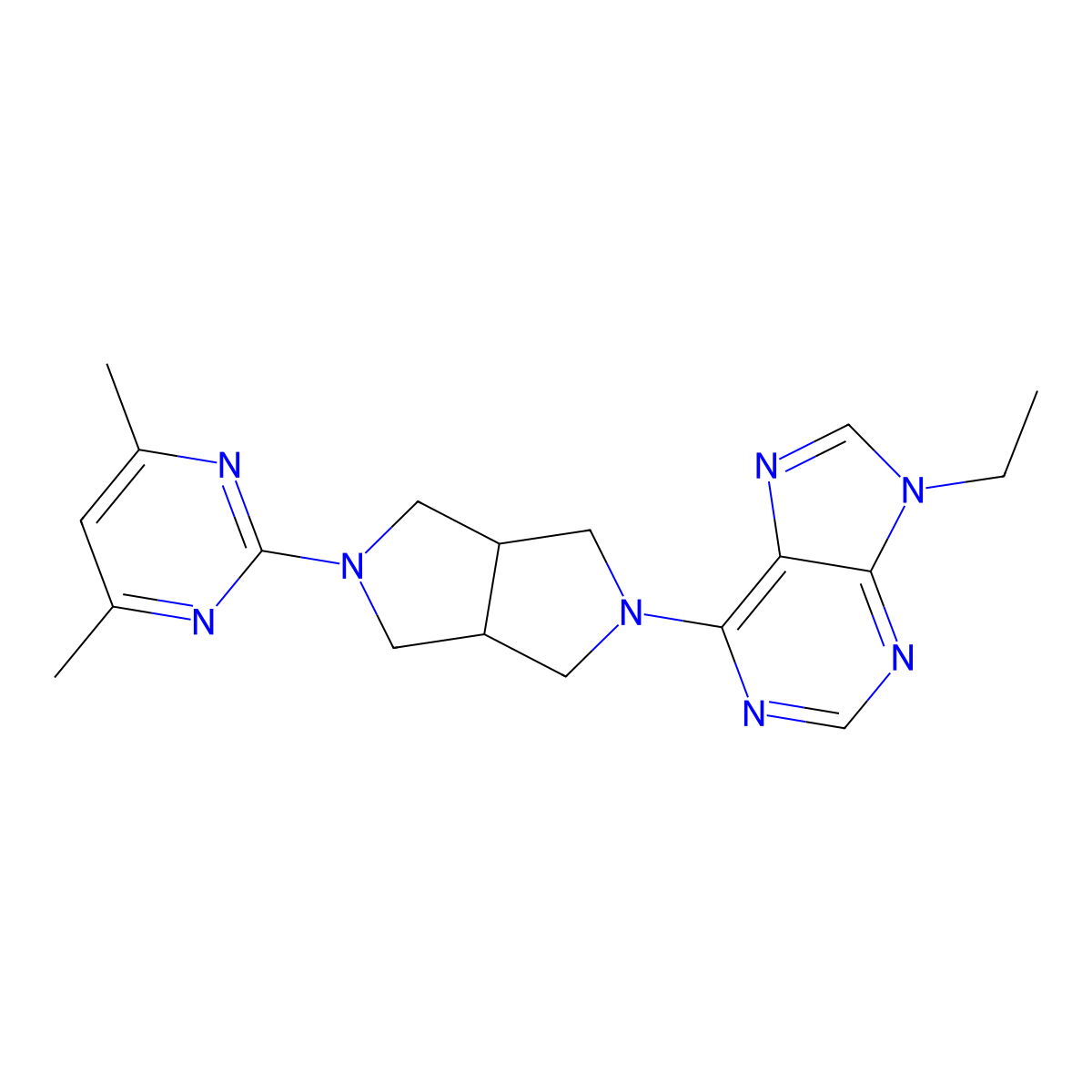 6-[5-(4,6-dimethylpyrimidin-2-yl)-octahydropyrrolo[3,4-c]pyrrol-2-yl]-9-ethyl-9H-purine molecular structure, CAS 2640946-84-3