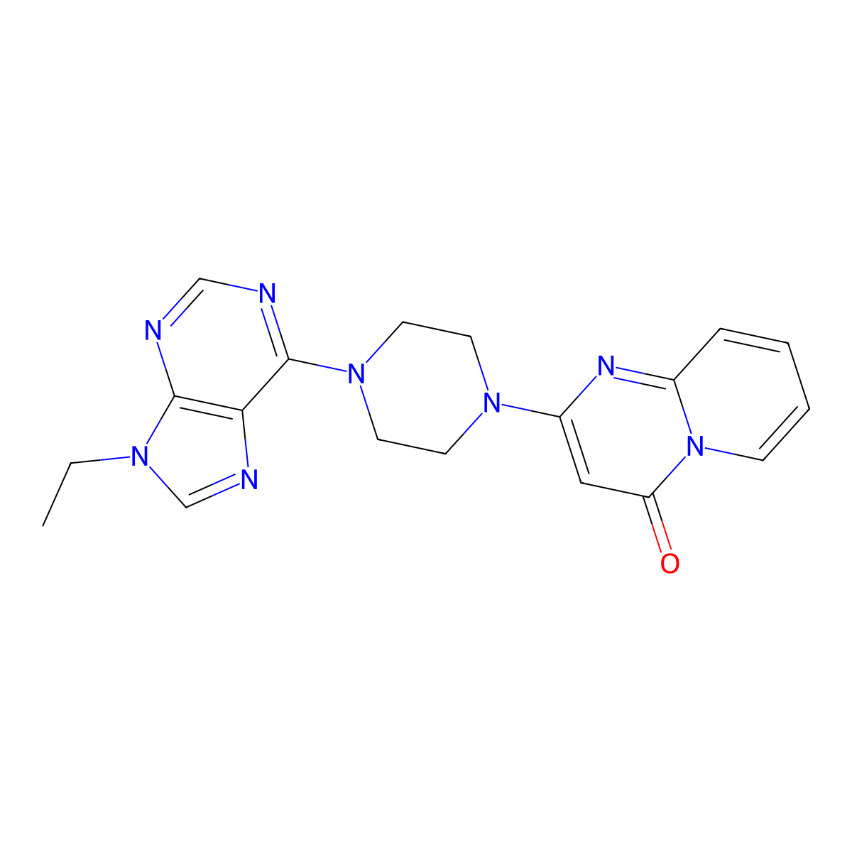 2-[4-(9-ethyl-9H-purin-6-yl)piperazin-1-yl]-4H-pyrido[1,2-a]pyrimidin-4-one molecular structure, CAS 2640946-91-2