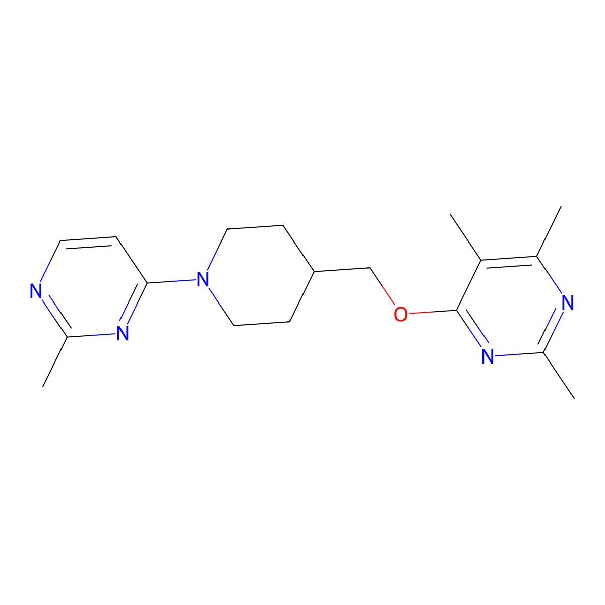 2,4,5-Trimethyl-6-{[1-(2-methylpyrimidin-4-yl)piperidin-4-yl]methoxy}pyrimidine molecular structure, CAS 2640946-96-7