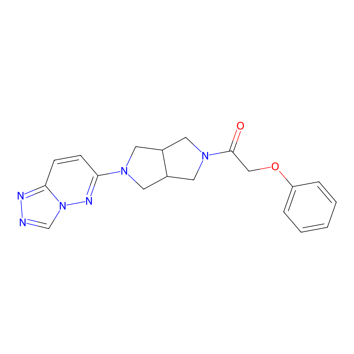 2-Phenoxy-1-(5-{[1,2,4]triazolo[4,3-b]pyridazin-6-yl}-octahydropyrrolo[3,4-c]pyrrol-2-yl)ethan-1-one molecular structure, CAS 2640946-98-9