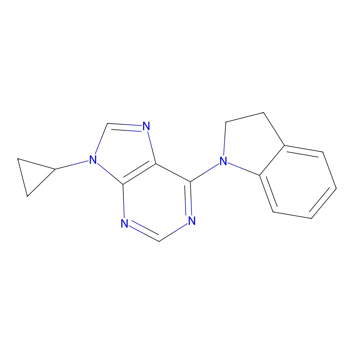 9-cyclopropyl-6-(2,3-dihydro-1H-indol-1-yl)-9H-purine molecular structure, CAS 2640947-01-7