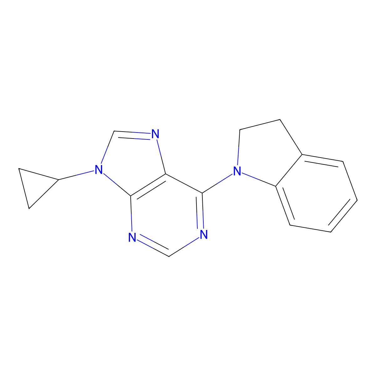 9-cyclopropyl-6-(2,3-dihydro-1H-indol-1-yl)-9H-purine molecular structure, CAS 2640947-01-7