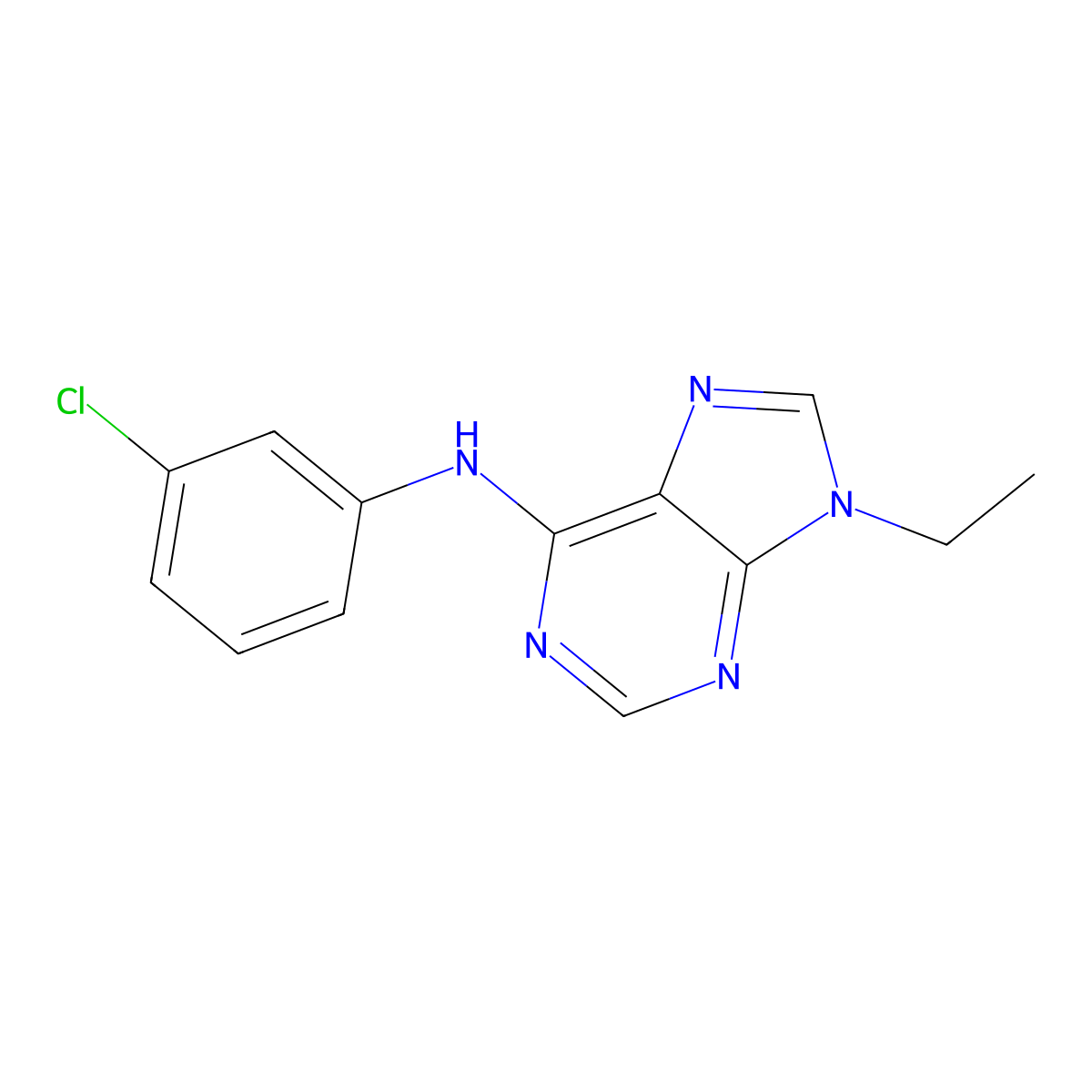 N-(3-chlorophenyl)-9-ethyl-9H-purin-6-amine molecular structure, CAS 2640947-09-5