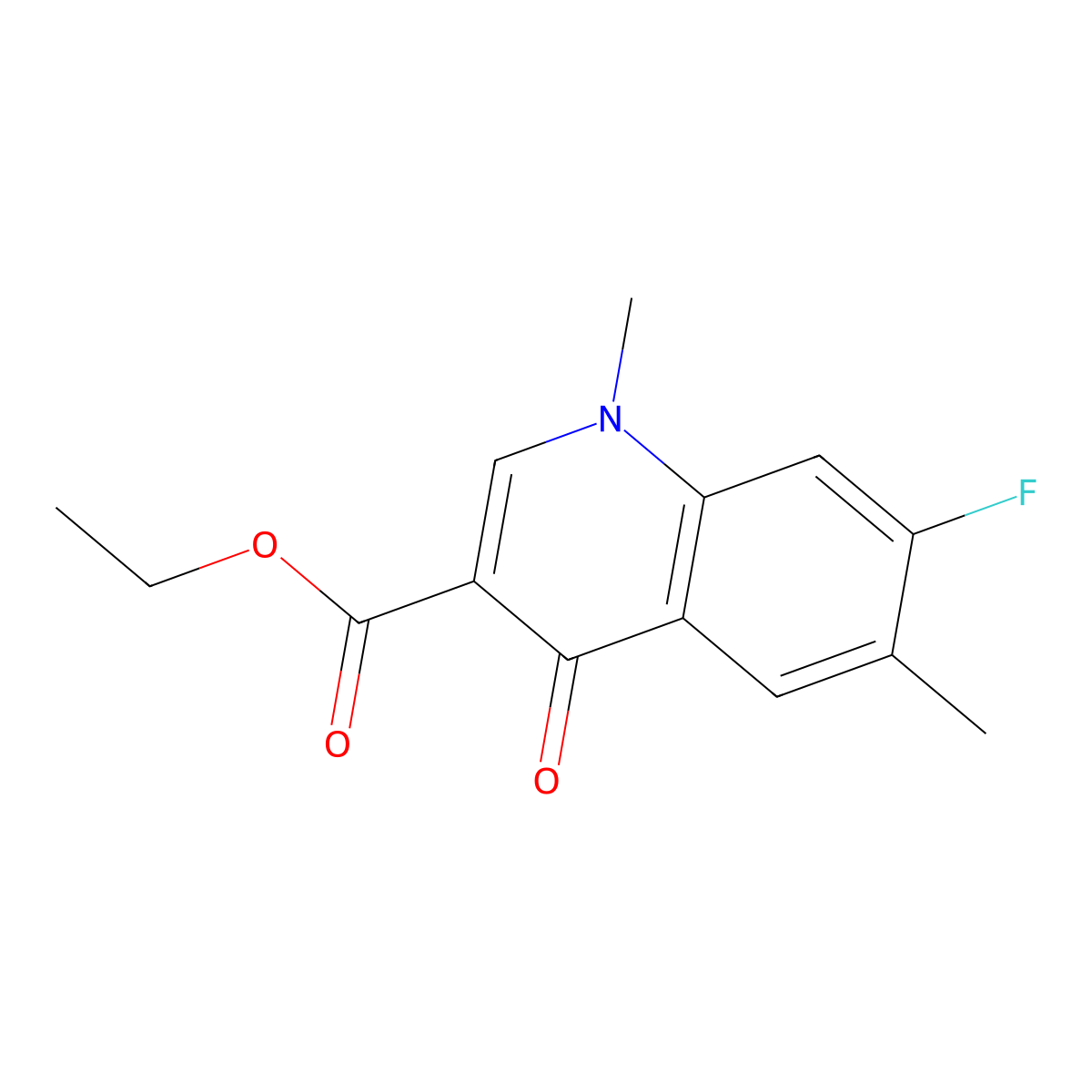 Ethyl 7-fluoro-1,6-dimethyl-4-oxo-1,4-dihydroquinoline-3-carboxylate molecular structure, CAS 2640947-18-6