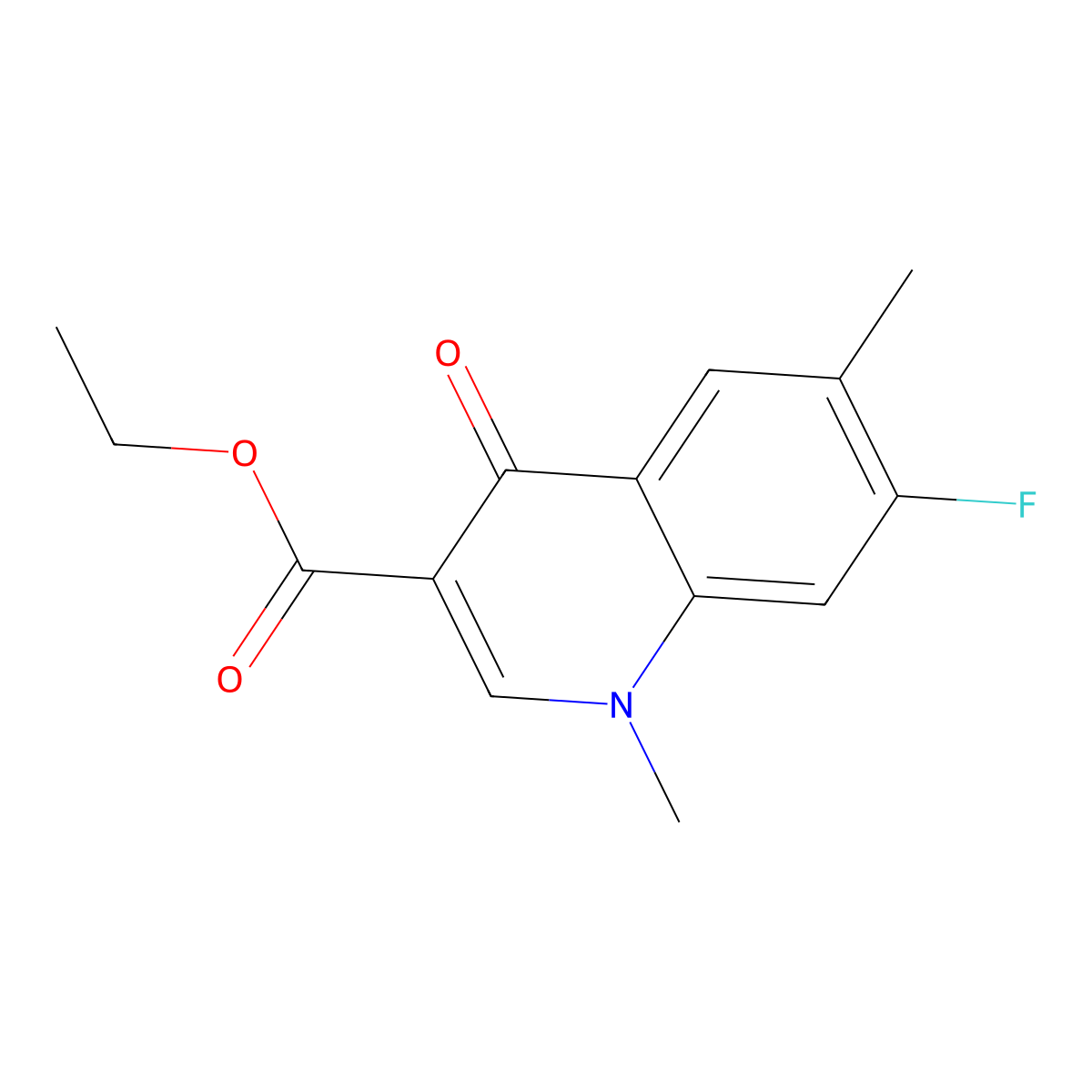 Ethyl 7-fluoro-1,6-dimethyl-4-oxo-1,4-dihydroquinoline-3-carboxylate molecular structure, CAS 2640947-18-6