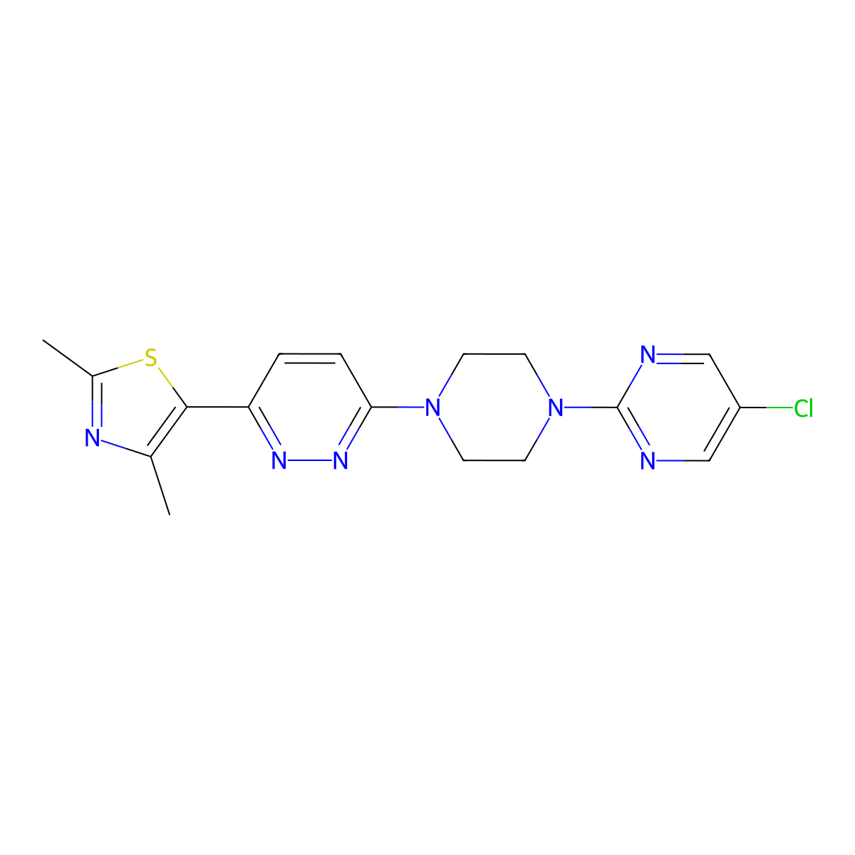 3-[4-(5-Chloropyrimidin-2-yl)piperazin-1-yl]-6-(2,4-dimethyl-1,3-thiazol-5-yl)pyridazine molecular structure, CAS 2640947-19-7