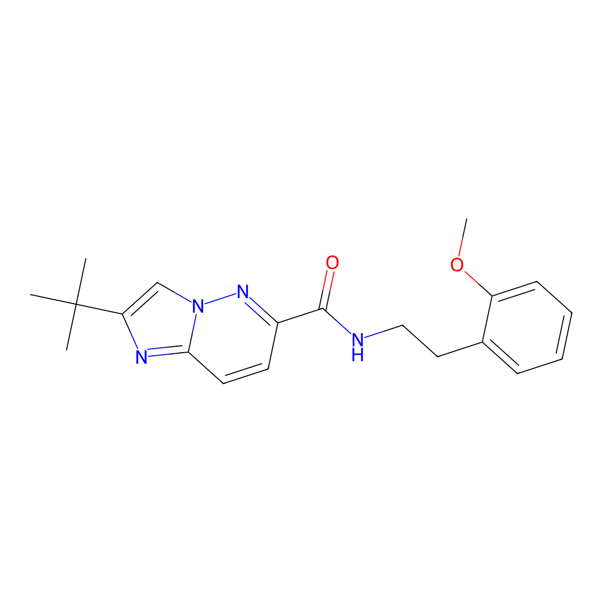 2-tert-butyl-N-[2-(2-methoxyphenyl)ethyl]imidazo[1,2-b]pyridazine-6-carboxamide molecular structure, CAS 2640947-21-1