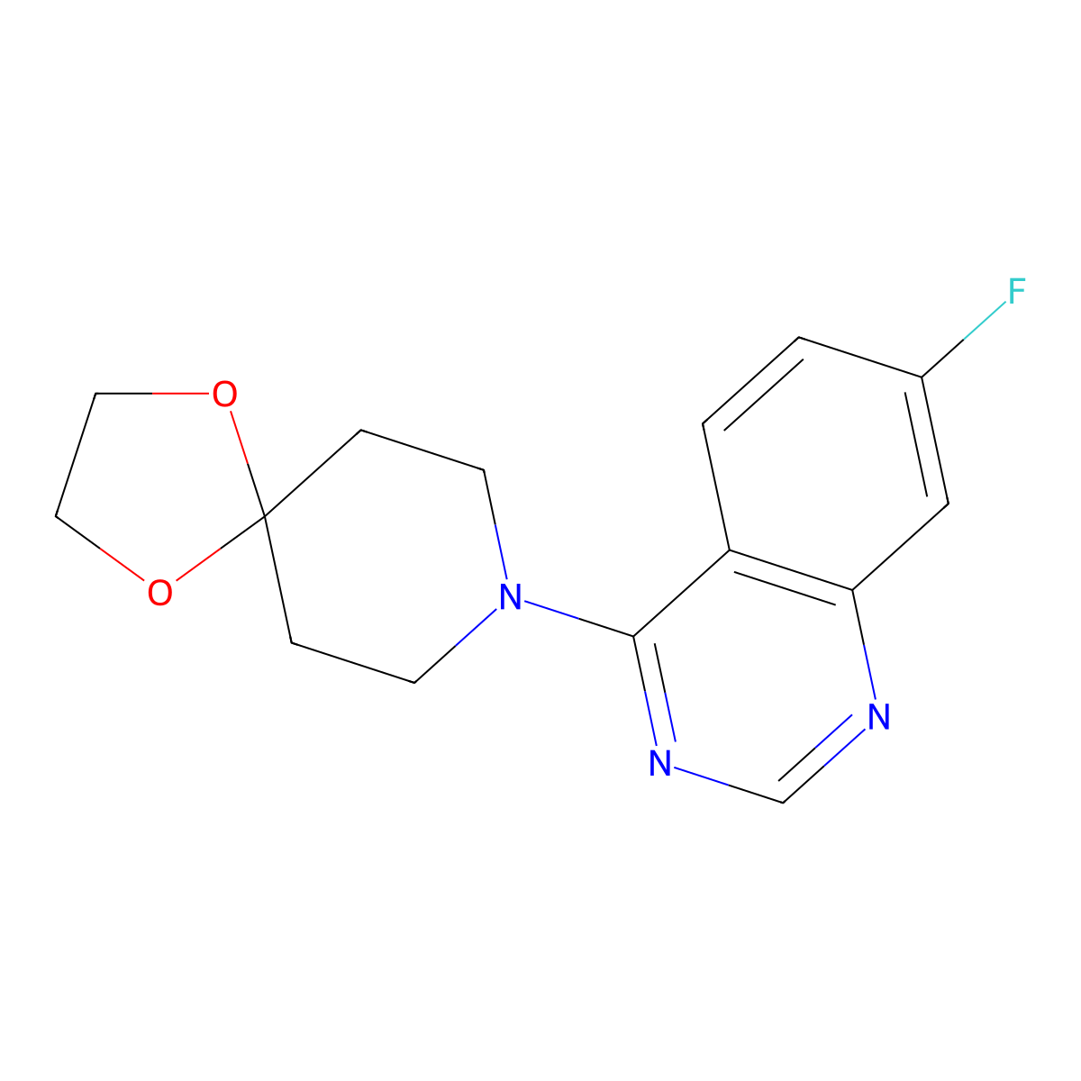8-(7-Fluoroquinazolin-4-yl)-1,4-dioxa-8-azaspiro[4.5]decane molecular structure, CAS 2640947-24-4