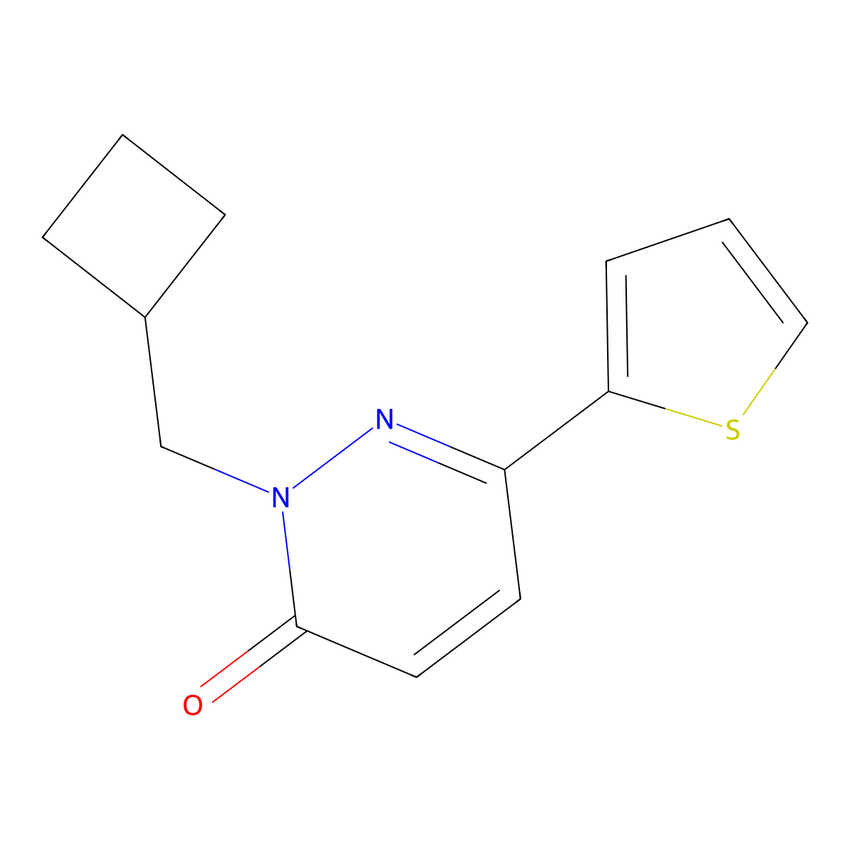 2-(Cyclobutylmethyl)-6-(thiophen-2-yl)-2,3-dihydropyridazin-3-one molecular structure, CAS 2640947-31-3