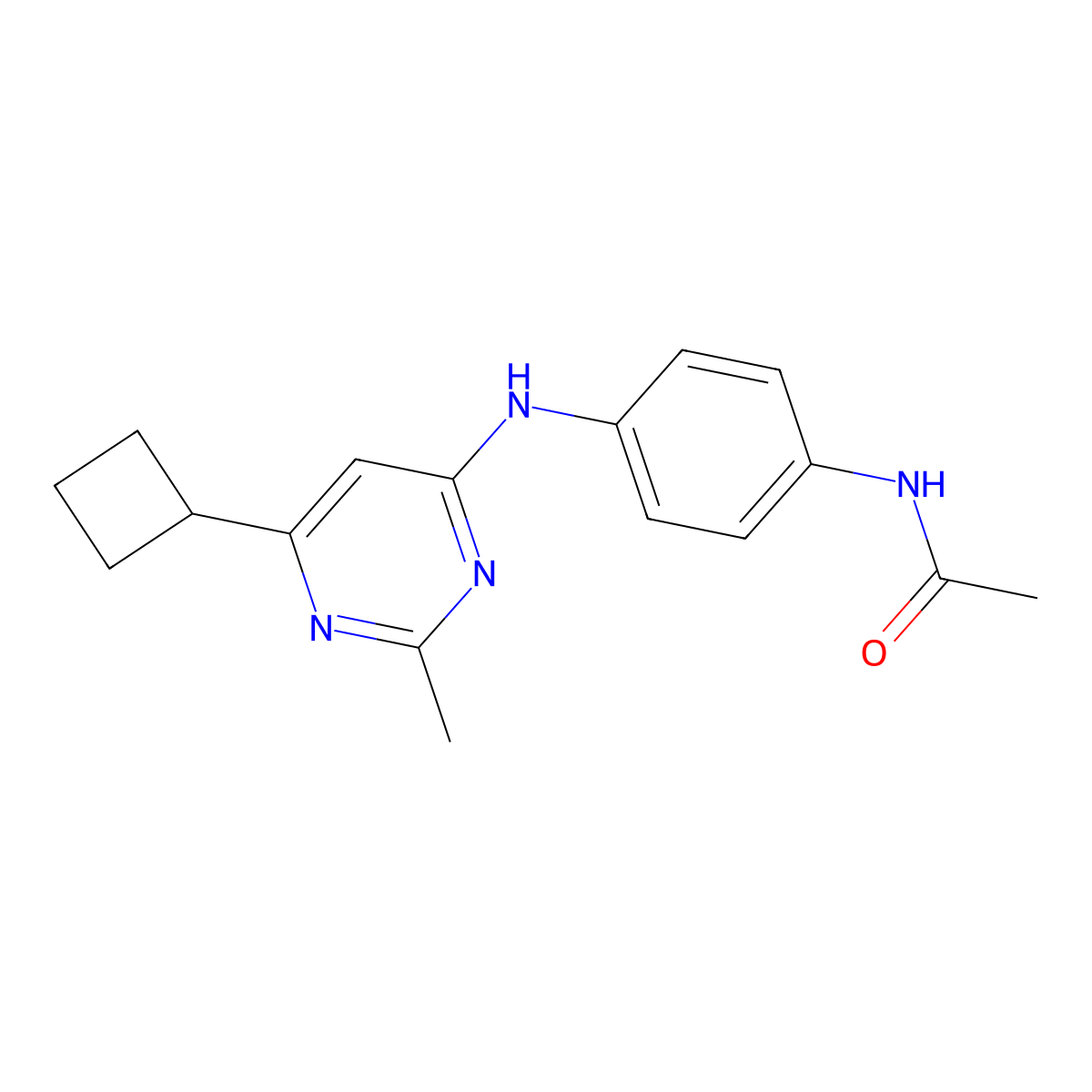N-{4-[(6-cyclobutyl-2-methylpyrimidin-4-yl)amino]phenyl}acetamide molecular structure, CAS 2640947-35-7