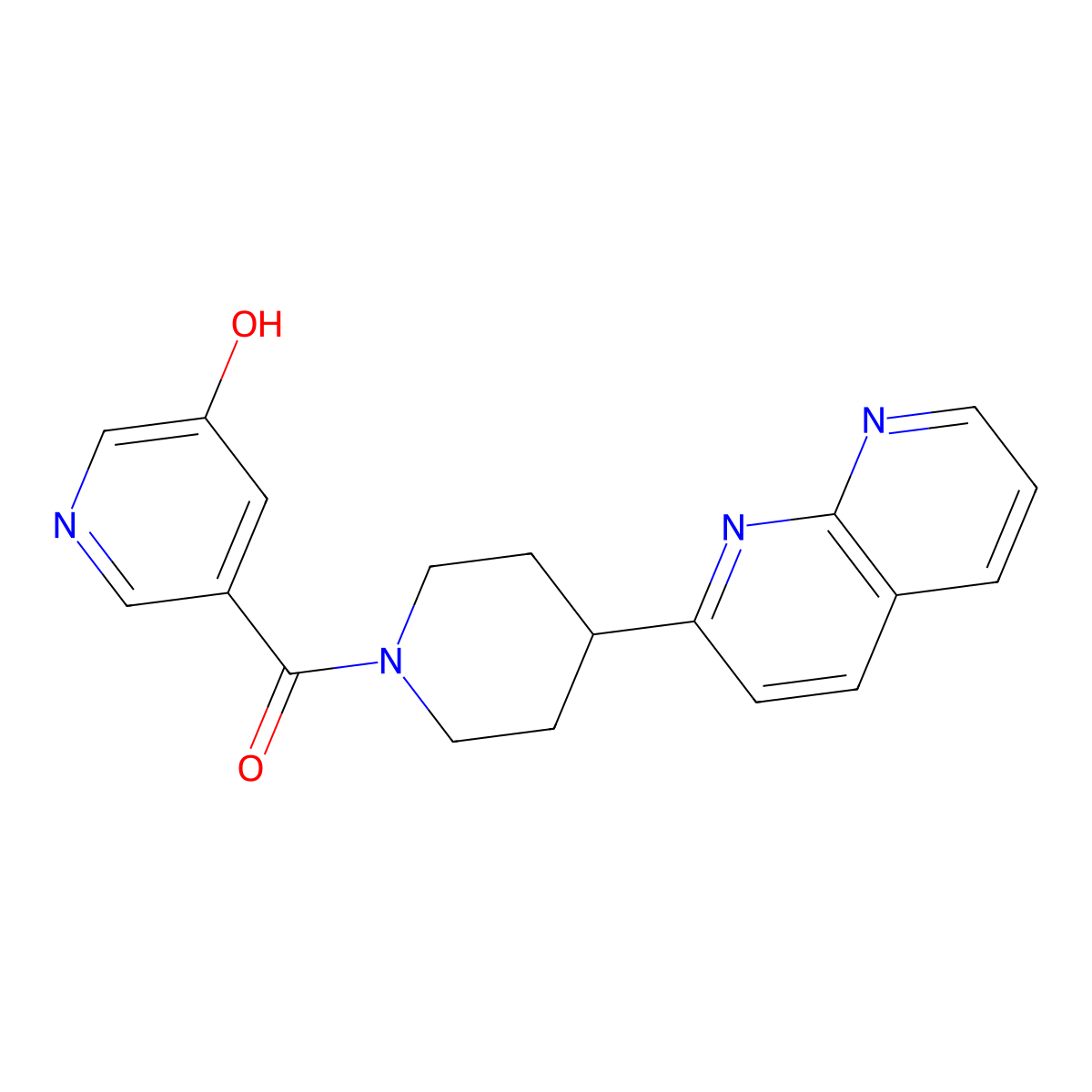 5-[4-(1,8-Naphthyridin-2-yl)piperidine-1-carbonyl]pyridin-3-ol molecular structure, CAS 2640947-38-0