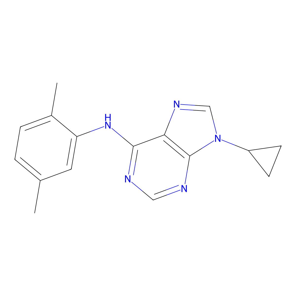 9-cyclopropyl-N-(2,5-dimethylphenyl)-9H-purin-6-amine molecular structure, CAS 2640947-39-1
