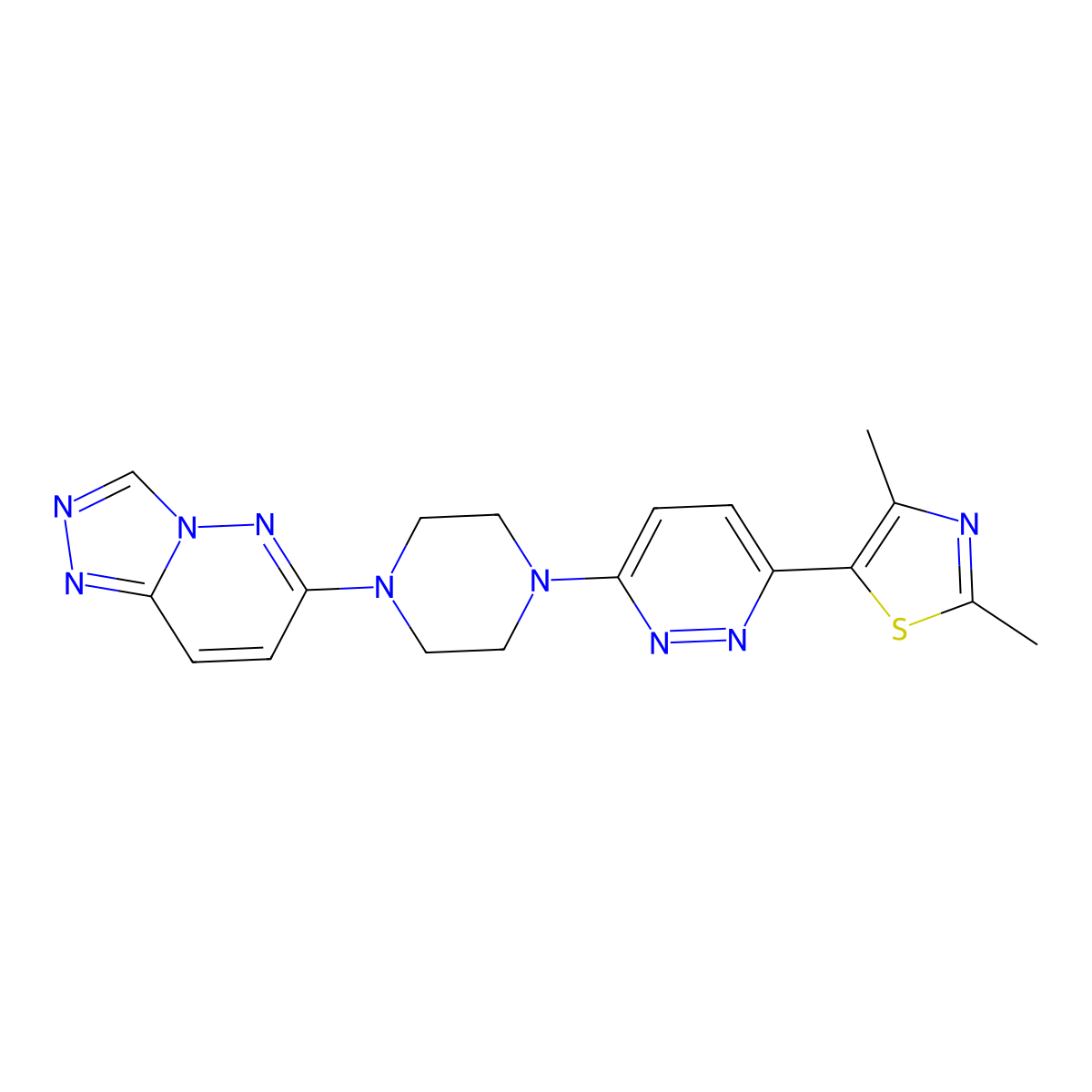 3-(2,4-Dimethyl-1,3-thiazol-5-yl)-6-(4-{[1,2,4]triazolo[4,3-b]pyridazin-6-yl}piperazin-1-yl)pyridazine molecular structure, CAS 2640947-43-7