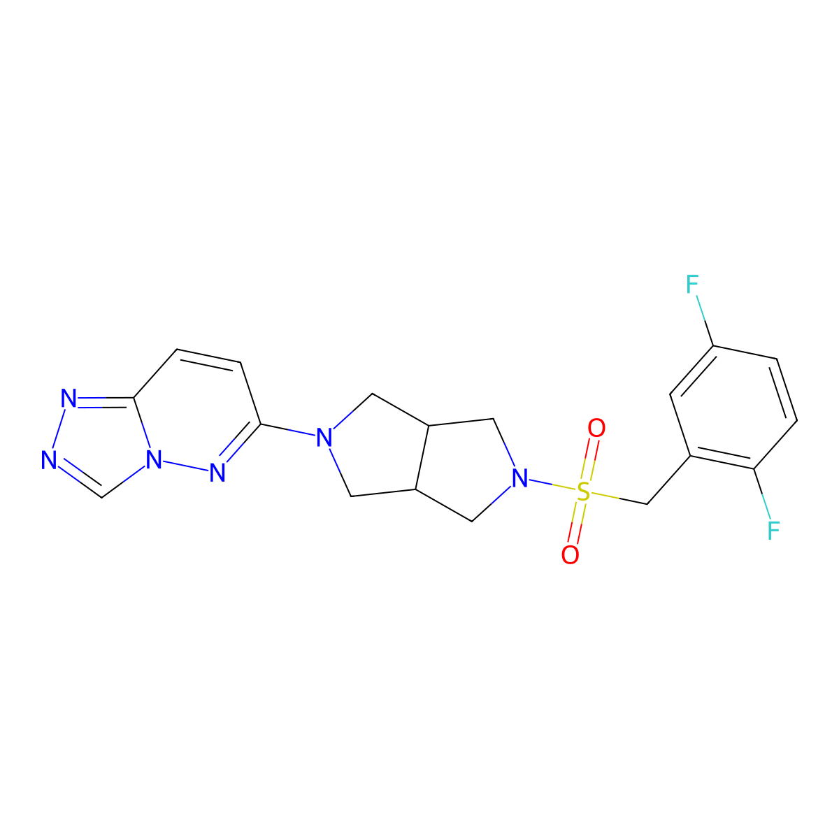 2-[(2,5-Difluorophenyl)methanesulfonyl]-5-{[1,2,4]triazolo[4,3-b]pyridazin-6-yl}-octahydropyrrolo[3,4-c]pyrrole molecular structure, CAS 2640947-45-9