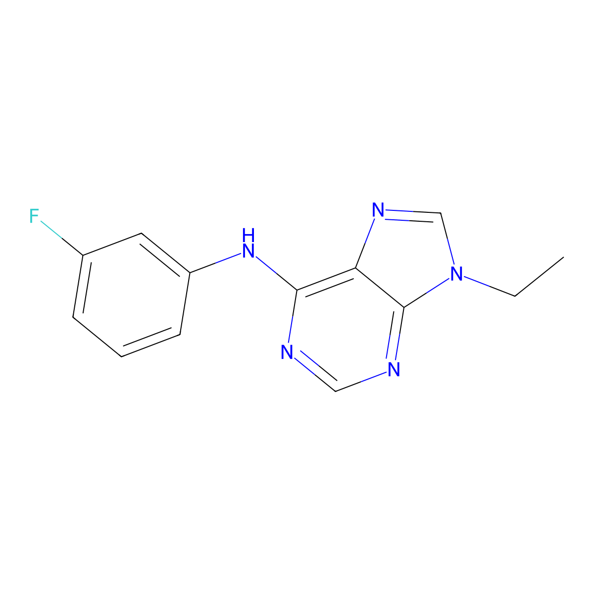 9-ethyl-N-(3-fluorophenyl)-9H-purin-6-amine molecular structure, CAS 2640947-49-3