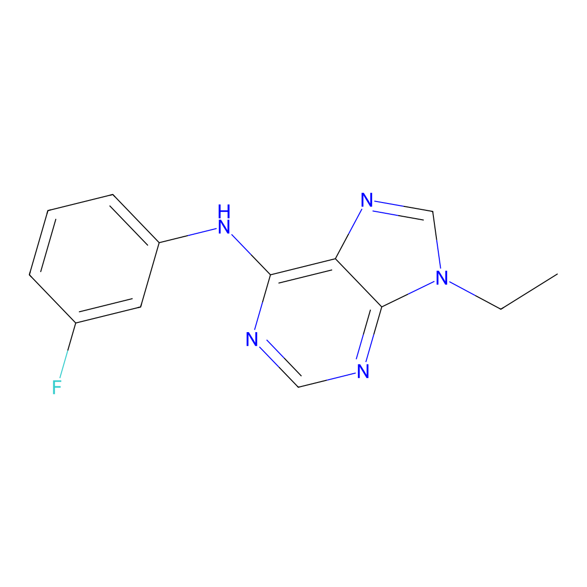 9-ethyl-N-(3-fluorophenyl)-9H-purin-6-amine molecular structure, CAS 2640947-49-3