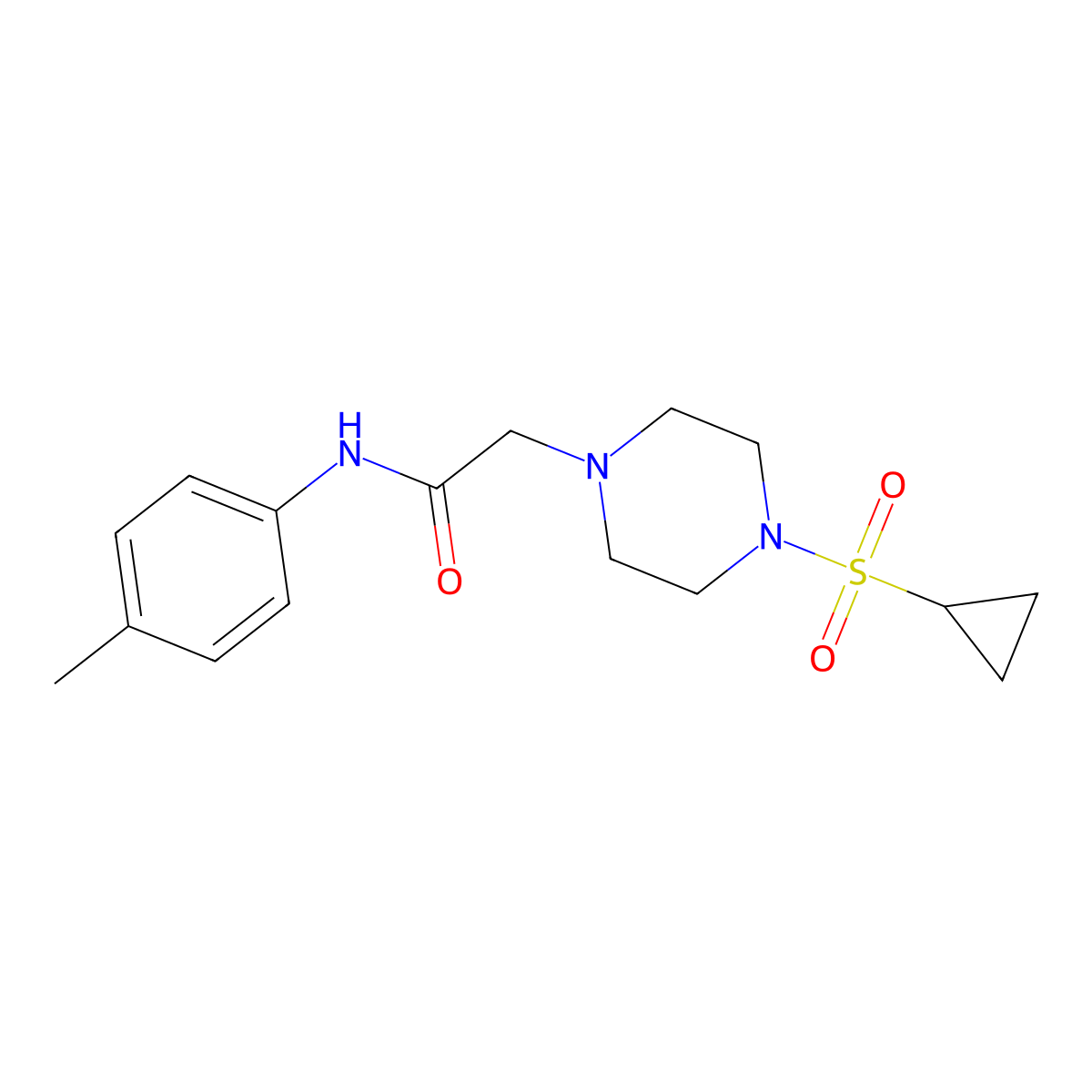 2-[4-(cyclopropanesulfonyl)piperazin-1-yl]-N-(4-methylphenyl)acetamide molecular structure, CAS 2640947-51-7