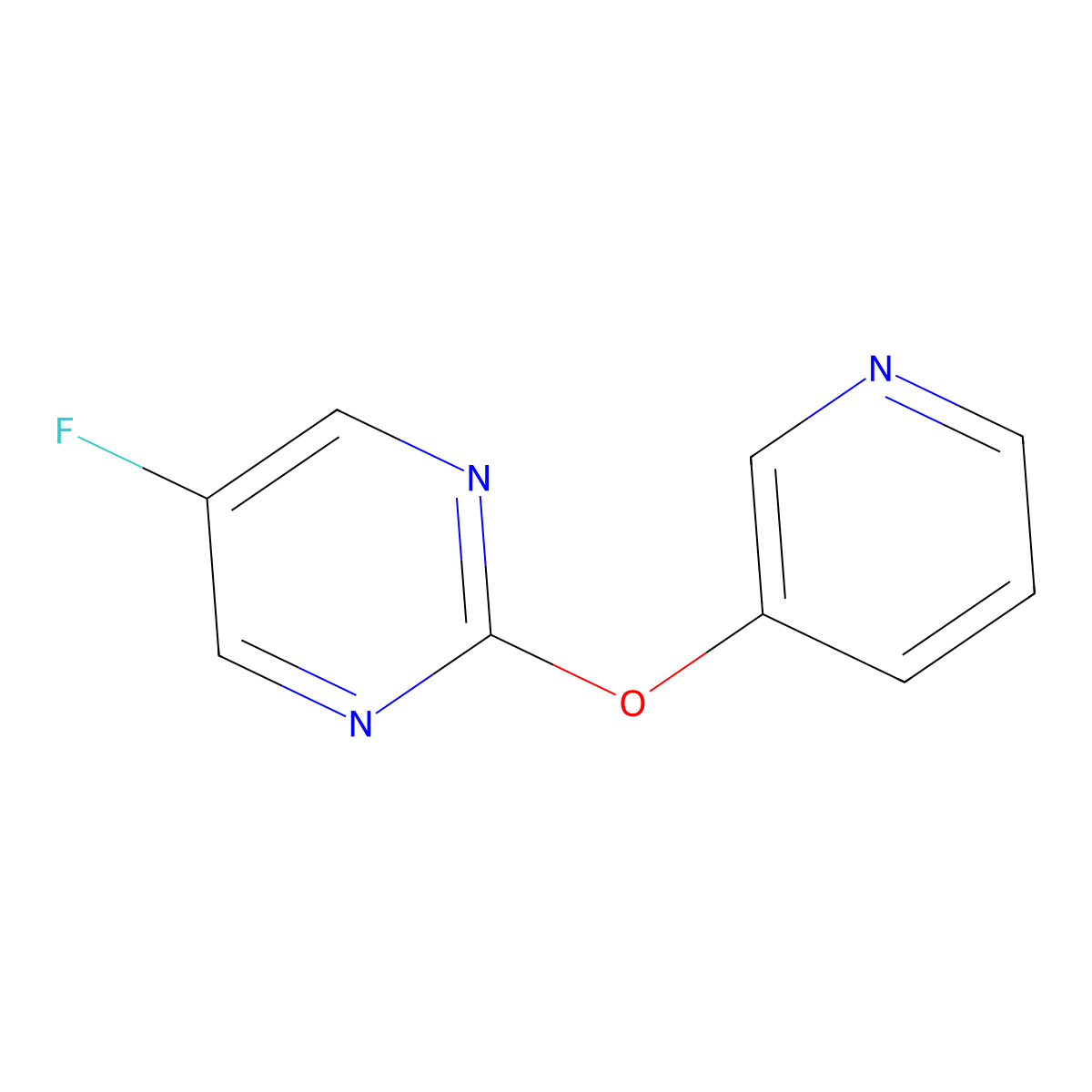5-Fluoro-2-(pyridin-3-yloxy)pyrimidine molecular structure, CAS 2640947-61-9