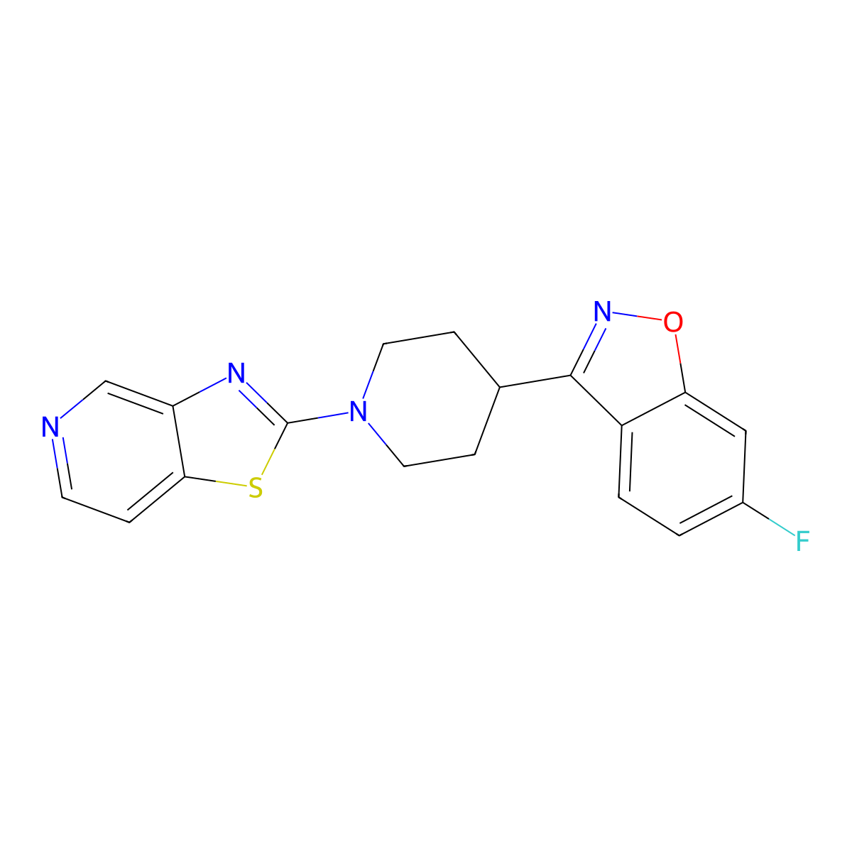 6-Fluoro-3-(1-{[1,3]thiazolo[4,5-c]pyridin-2-yl}piperidin-4-yl)-1,2-benzoxazole molecular structure, CAS 2640947-64-2