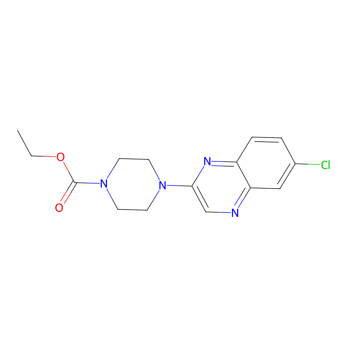 Ethyl 4-(6-chloroquinoxalin-2-yl)piperazine-1-carboxylate molecular structure, CAS 2640947-67-5