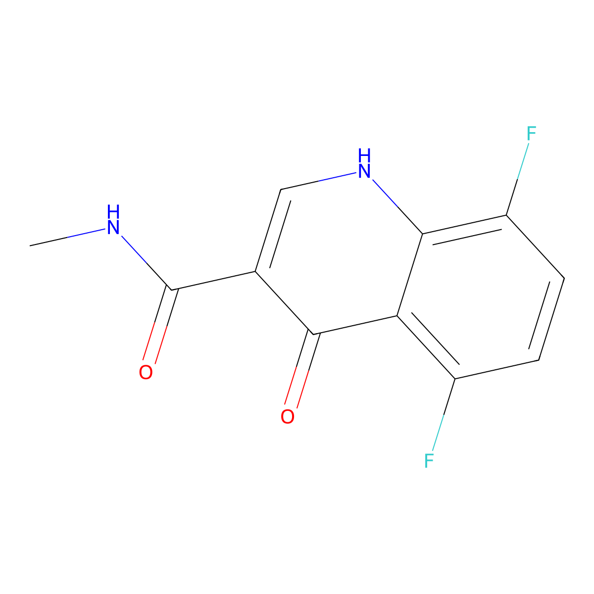 5,8-difluoro-N-methyl-4-oxo-1,4-dihydroquinoline-3-carboxamide molecular structure, CAS 2640947-70-0