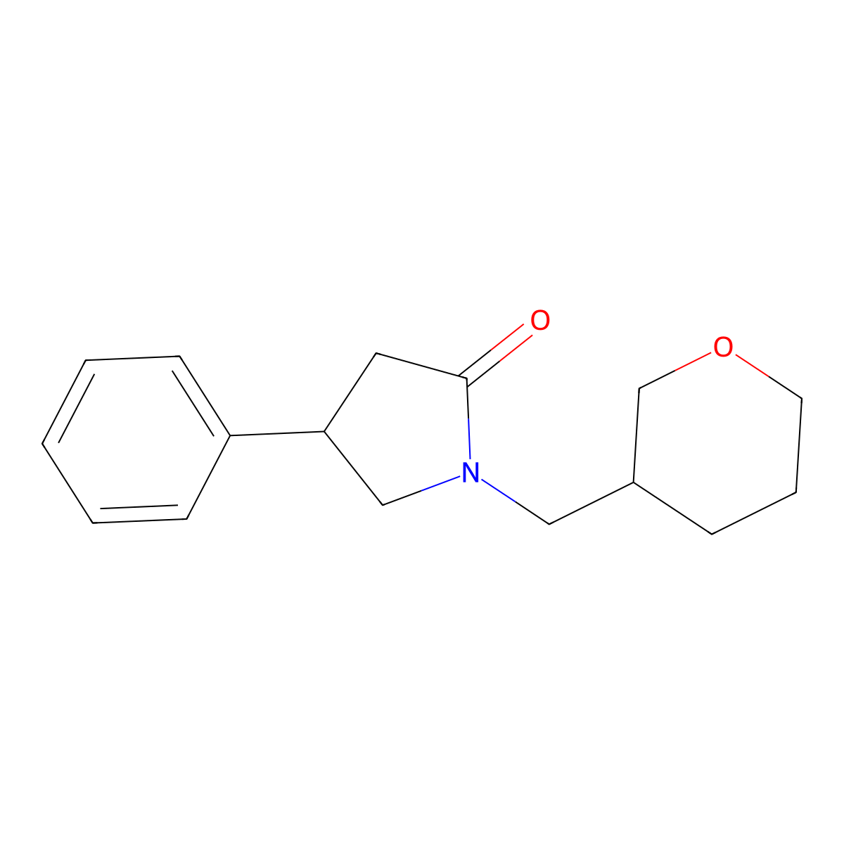 1-[(Oxan-3-yl)methyl]-4-phenylpyrrolidin-2-one molecular structure, CAS 2640947-75-5