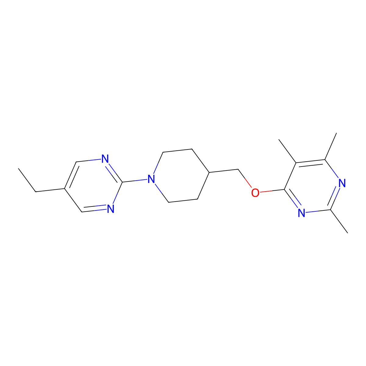 4-{[1-(5-Ethylpyrimidin-2-yl)piperidin-4-yl]methoxy}-2,5,6-trimethylpyrimidine molecular structure, CAS 2640947-87-9