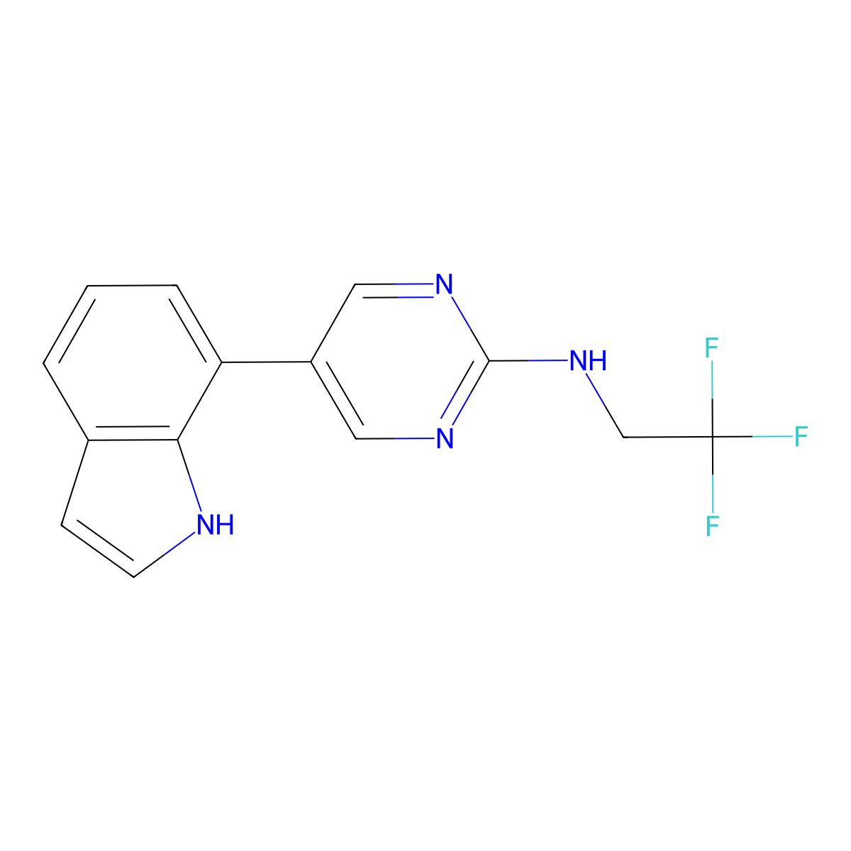 5-(1H-indol-7-yl)-N-(2,2,2-trifluoroethyl)pyrimidin-2-amine molecular structure, CAS 2640947-95-9