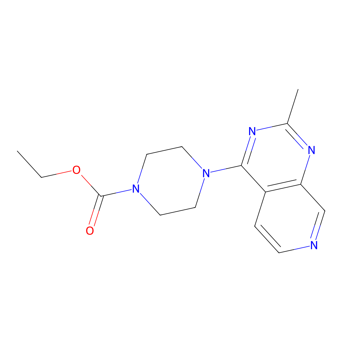 Ethyl 4-{2-methylpyrido[3,4-d]pyrimidin-4-yl}piperazine-1-carboxylate molecular structure, CAS 2640948-08-7