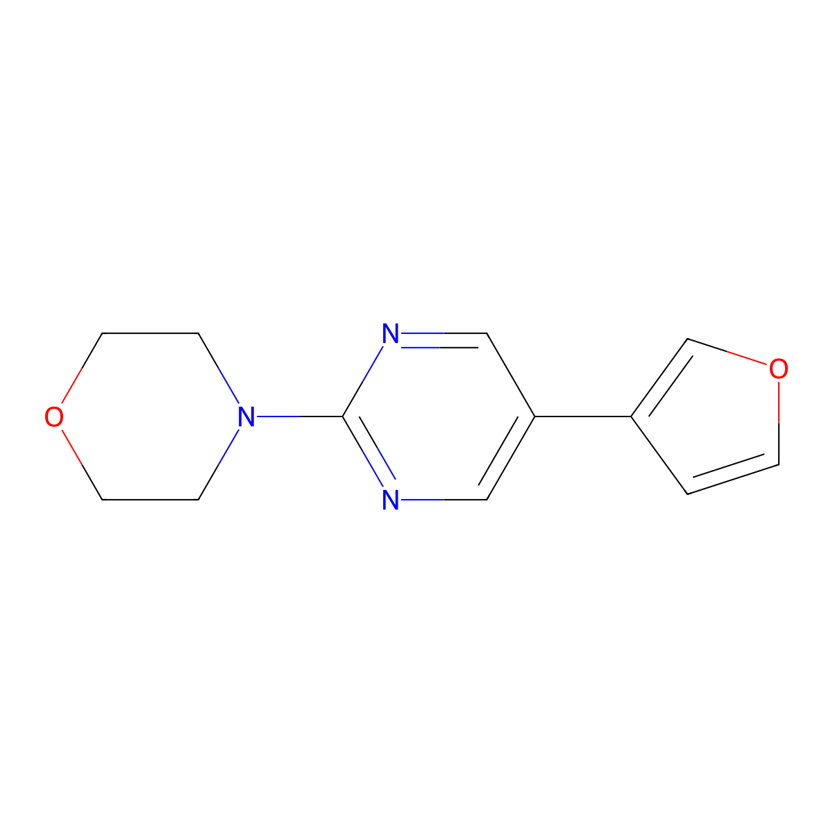 4-[5-(Furan-3-yl)pyrimidin-2-yl]morpholine molecular structure, CAS 2640948-13-4