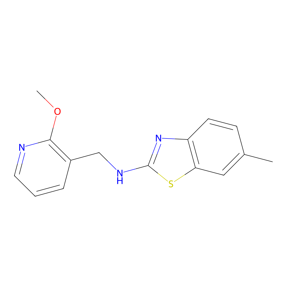 N-[(2-methoxypyridin-3-yl)methyl]-6-methyl-1,3-benzothiazol-2-amine molecular structure, CAS 2640948-15-6