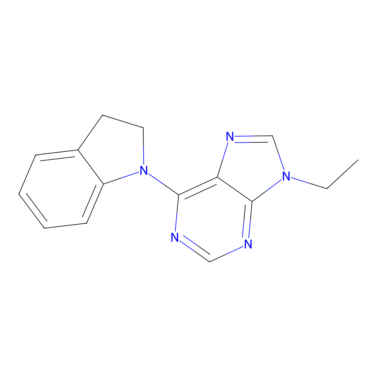6-(2,3-dihydro-1H-indol-1-yl)-9-ethyl-9H-purine molecular structure, CAS 2640948-20-3