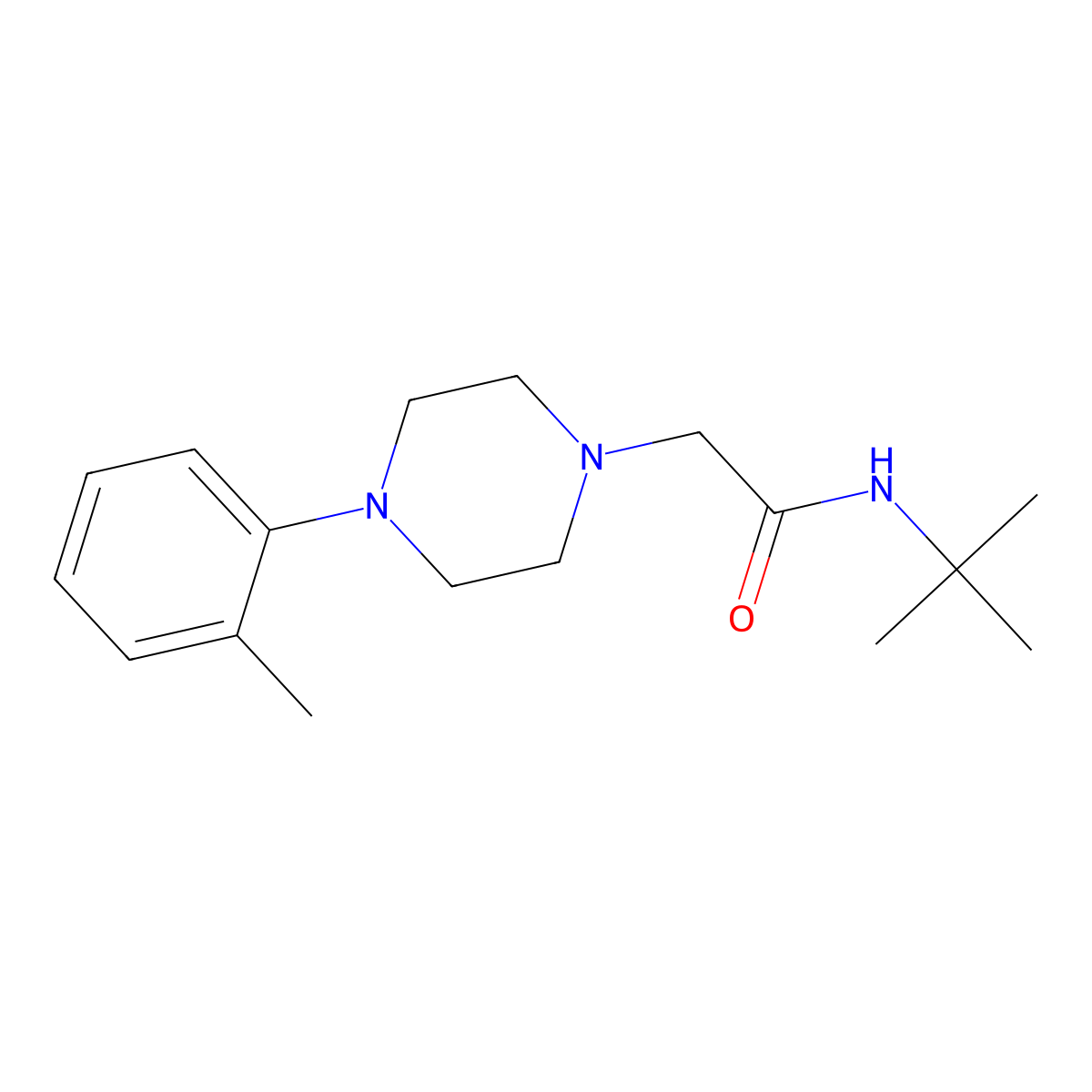 N-tert-butyl-2-[4-(2-methylphenyl)piperazin-1-yl]acetamide molecular structure, CAS 2640948-22-5