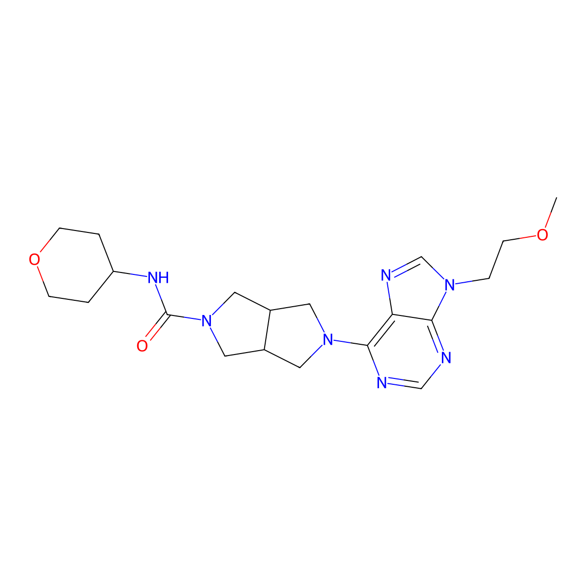5-[9-(2-methoxyethyl)-9H-purin-6-yl]-N-(oxan-4-yl)-octahydropyrrolo[3,4-c]pyrrole-2-carboxamide molecular structure, CAS 2640948-44-1