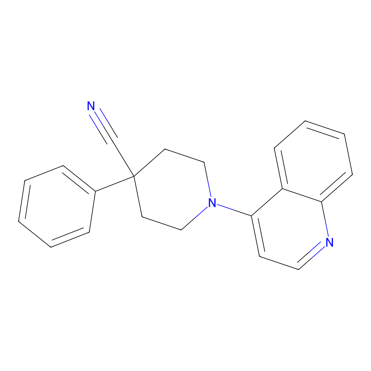4-Phenyl-1-(quinolin-4-yl)piperidine-4-carbonitrile molecular structure, CAS 2640948-50-9