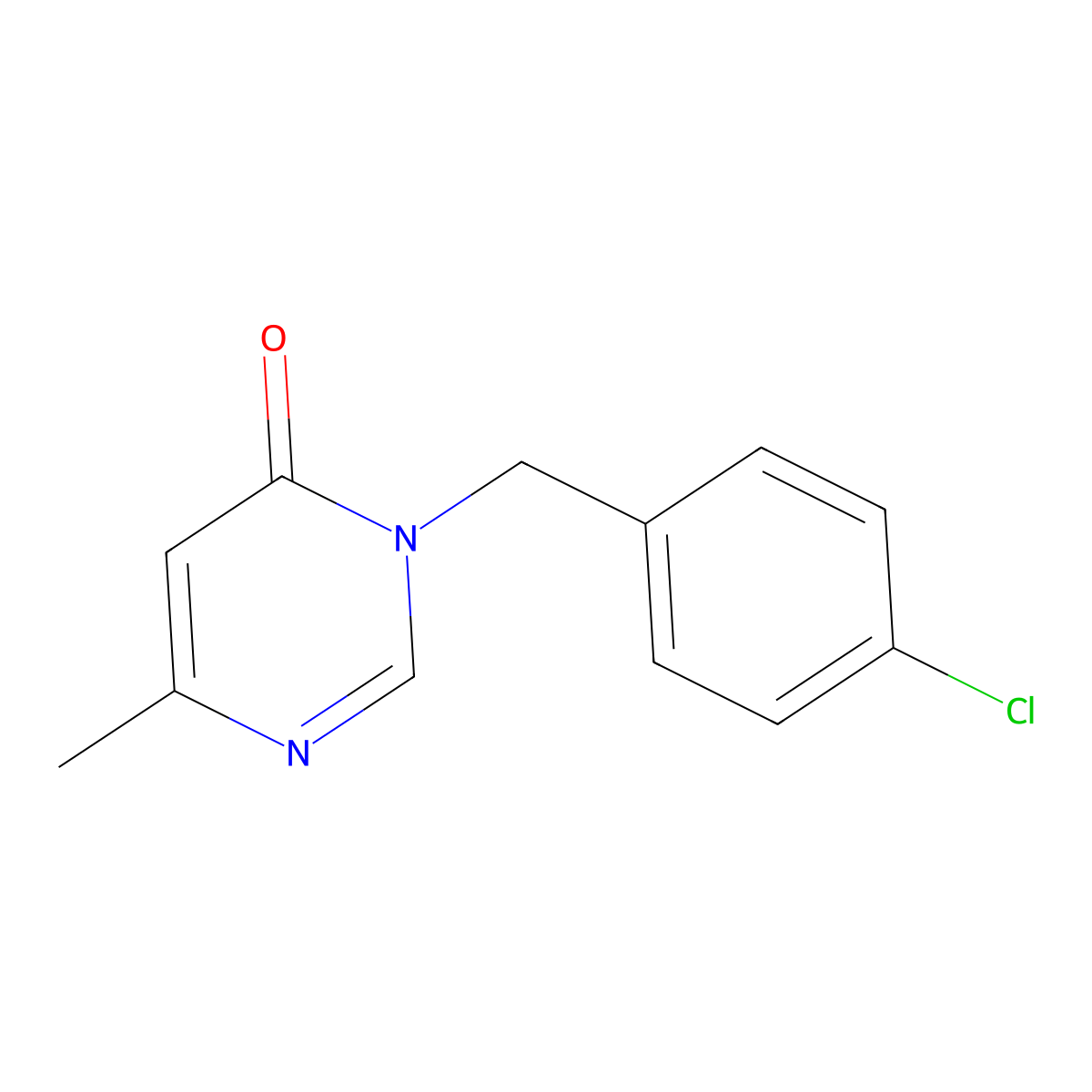3-[(4-Chlorophenyl)methyl]-6-methyl-3,4-dihydropyrimidin-4-one molecular structure, CAS 2640948-61-2