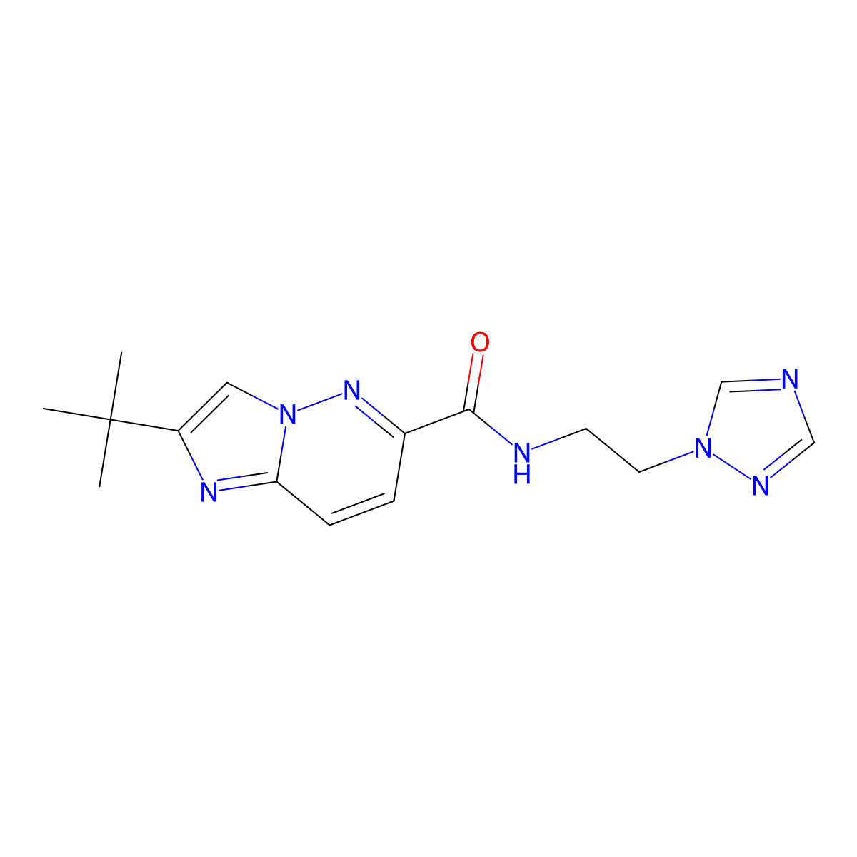2-tert-butyl-N-[2-(1H-1,2,4-triazol-1-yl)ethyl]imidazo[1,2-b]pyridazine-6-carboxamide molecular structure, CAS 2640948-75-8