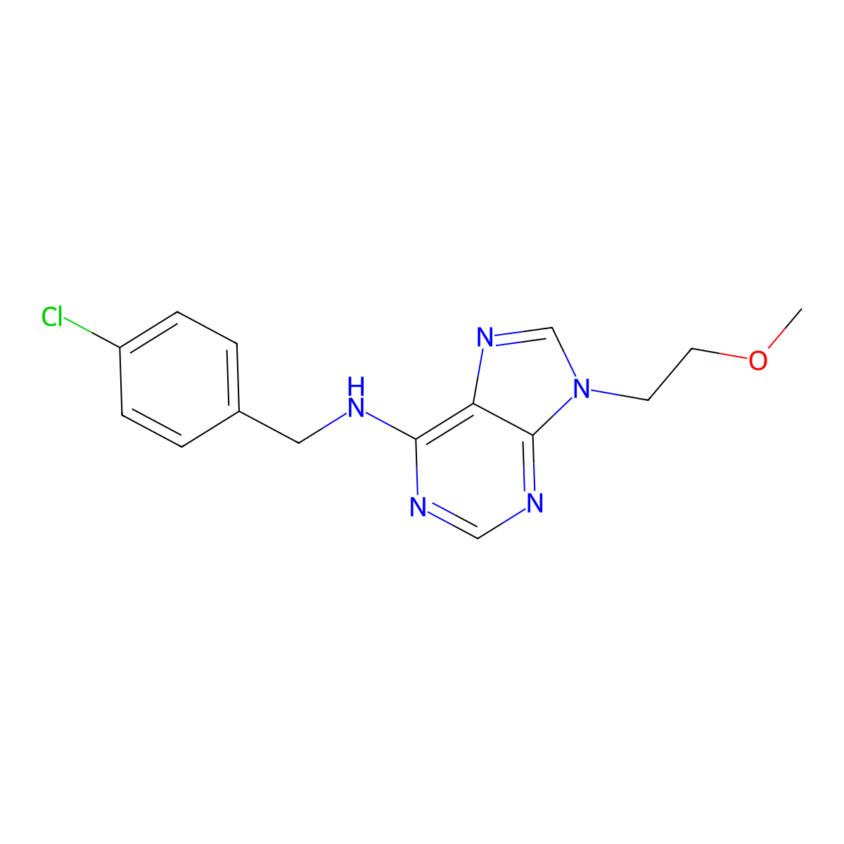 N-[(4-chlorophenyl)methyl]-9-(2-methoxyethyl)-9H-purin-6-amine molecular structure, CAS 2640948-83-8