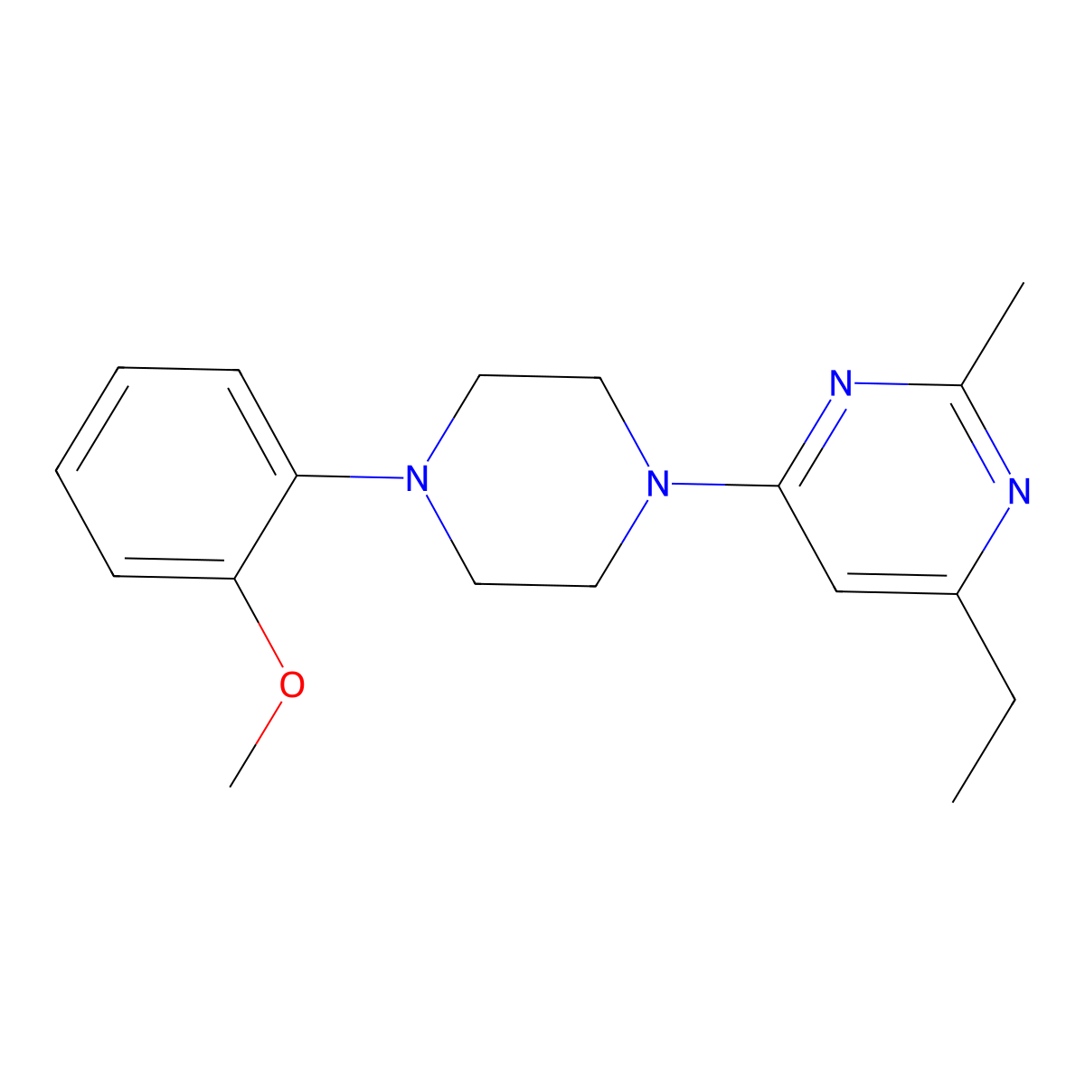 4-Ethyl-6-[4-(2-methoxyphenyl)piperazin-1-yl]-2-methylpyrimidine molecular structure, CAS 2640948-85-0