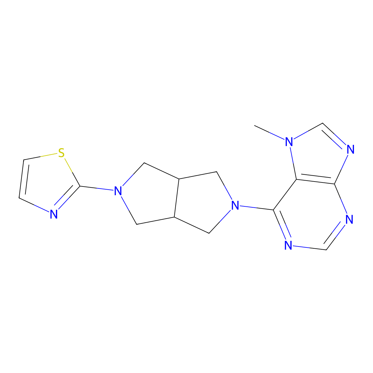 7-methyl-6-[5-(1,3-thiazol-2-yl)-octahydropyrrolo[3,4-c]pyrrol-2-yl]-7H-purine molecular structure, CAS 2640948-94-1