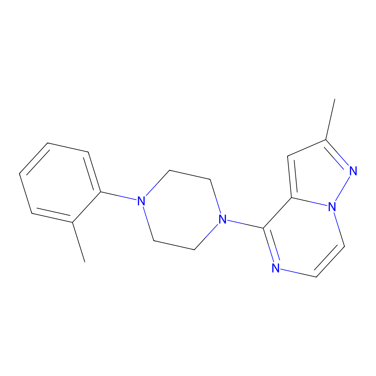1-(2-Methylphenyl)-4-{2-methylpyrazolo[1,5-a]pyrazin-4-yl}piperazine molecular structure, CAS 2640949-00-2