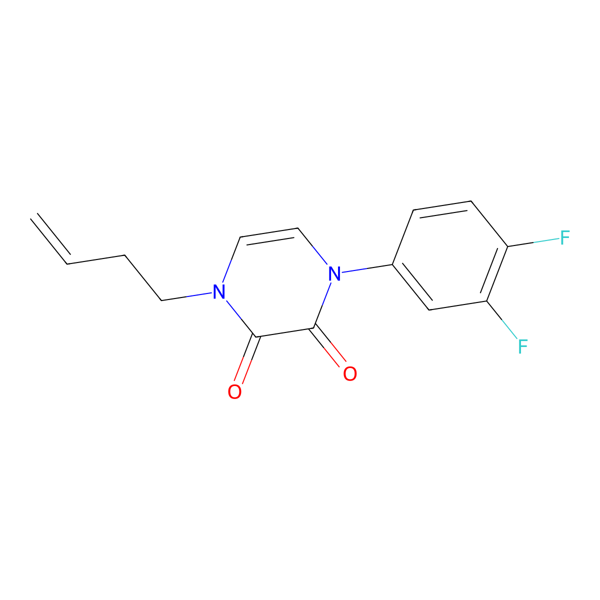 1-(But-3-en-1-yl)-4-(3,4-difluorophenyl)-1,2,3,4-tetrahydropyrazine-2,3-dione molecular structure, CAS 2640949-08-0