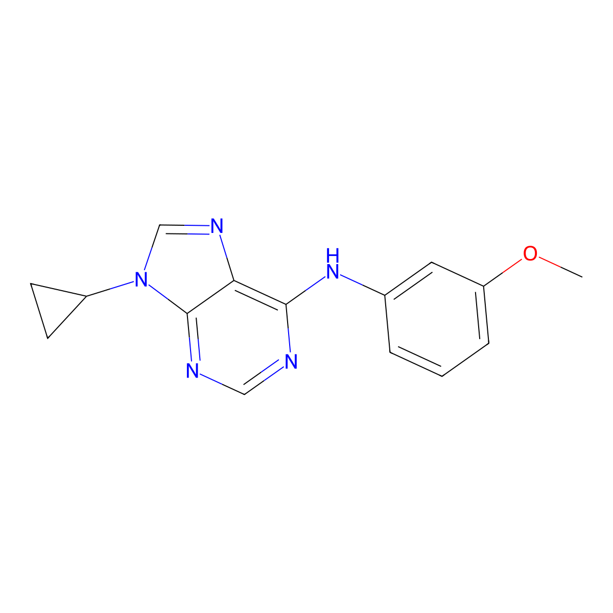9-cyclopropyl-N-(3-methoxyphenyl)-9H-purin-6-amine molecular structure, CAS 2640949-15-9