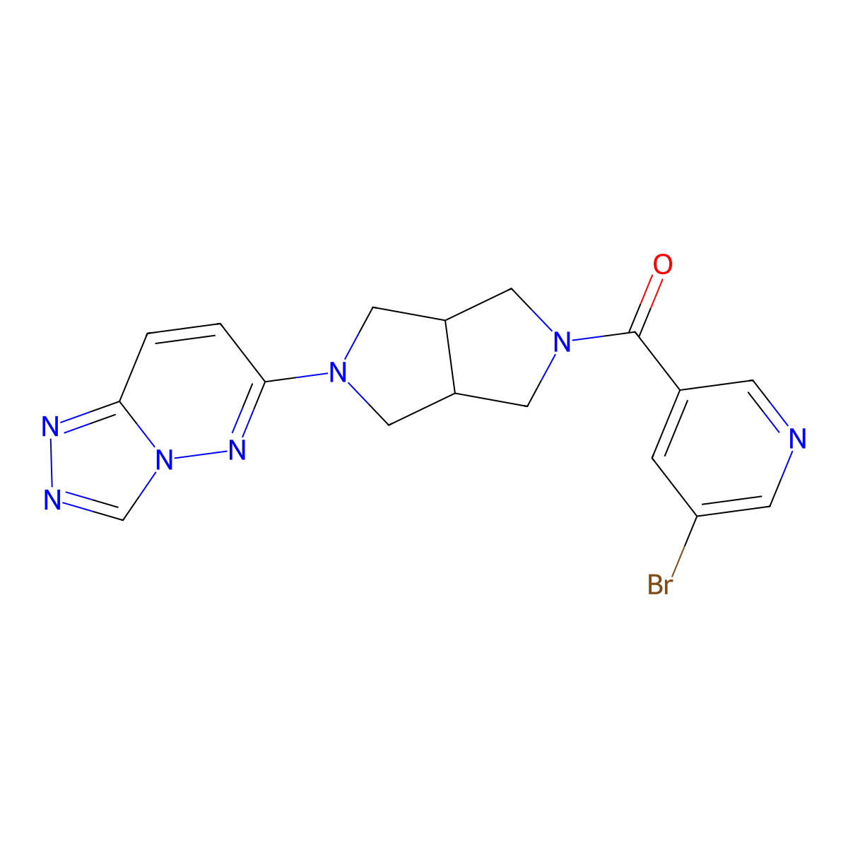 3-Bromo-5-(5-{[1,2,4]triazolo[4,3-b]pyridazin-6-yl}-octahydropyrrolo[3,4-c]pyrrole-2-carbonyl)pyridine molecular structure, CAS 2640949-16-0