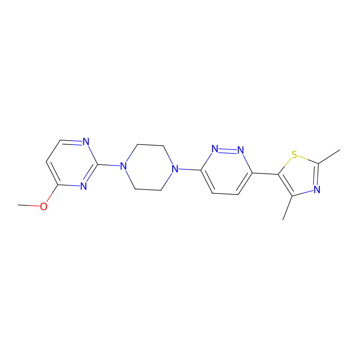 3-(2,4-Dimethyl-1,3-thiazol-5-yl)-6-[4-(4-methoxypyrimidin-2-yl)piperazin-1-yl]pyridazine molecular structure, CAS 2640949-22-8