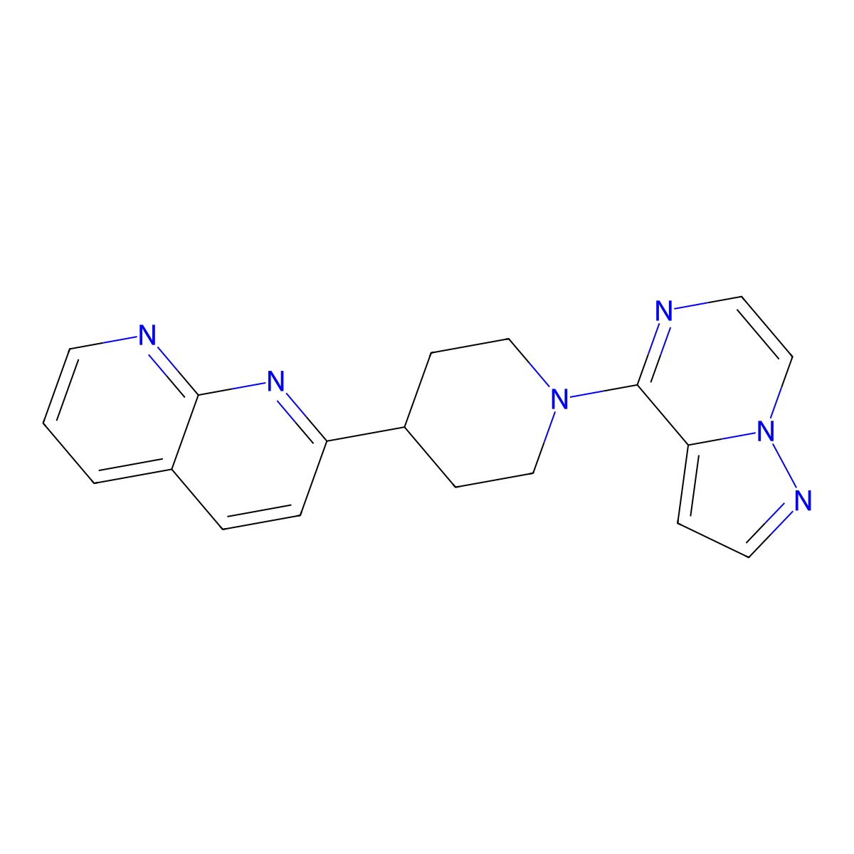 2-(1-{Pyrazolo[1,5-a]pyrazin-4-yl}piperidin-4-yl)-1,8-naphthyridine molecular structure, CAS 2640949-32-0