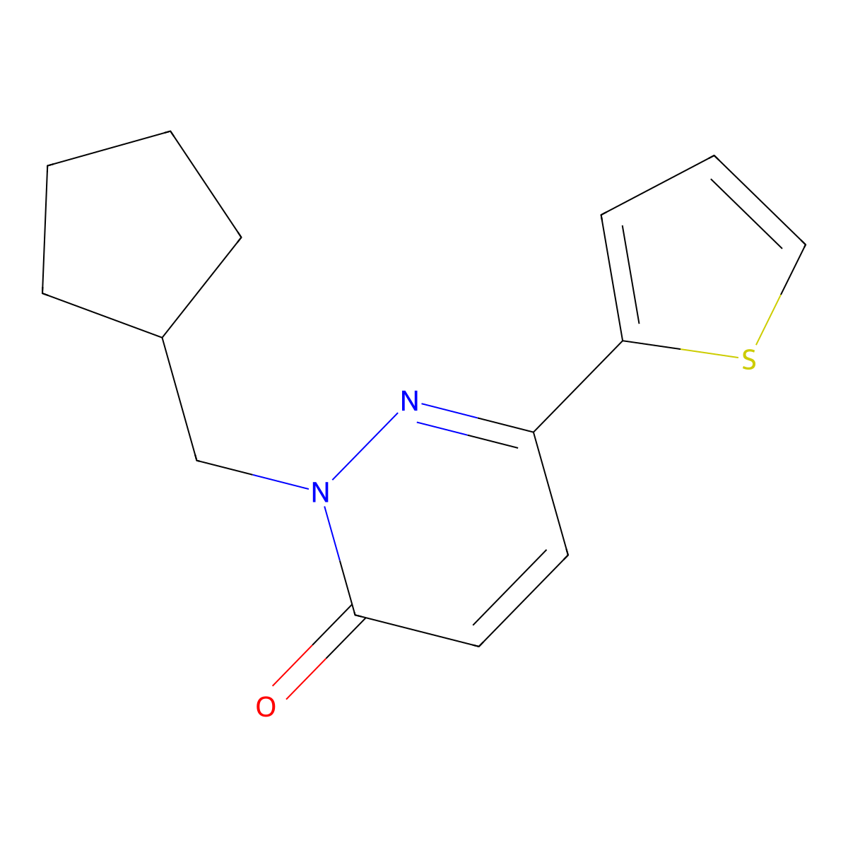 2-(Cyclopentylmethyl)-6-(thiophen-2-yl)-2,3-dihydropyridazin-3-one molecular structure, CAS 2640949-33-1